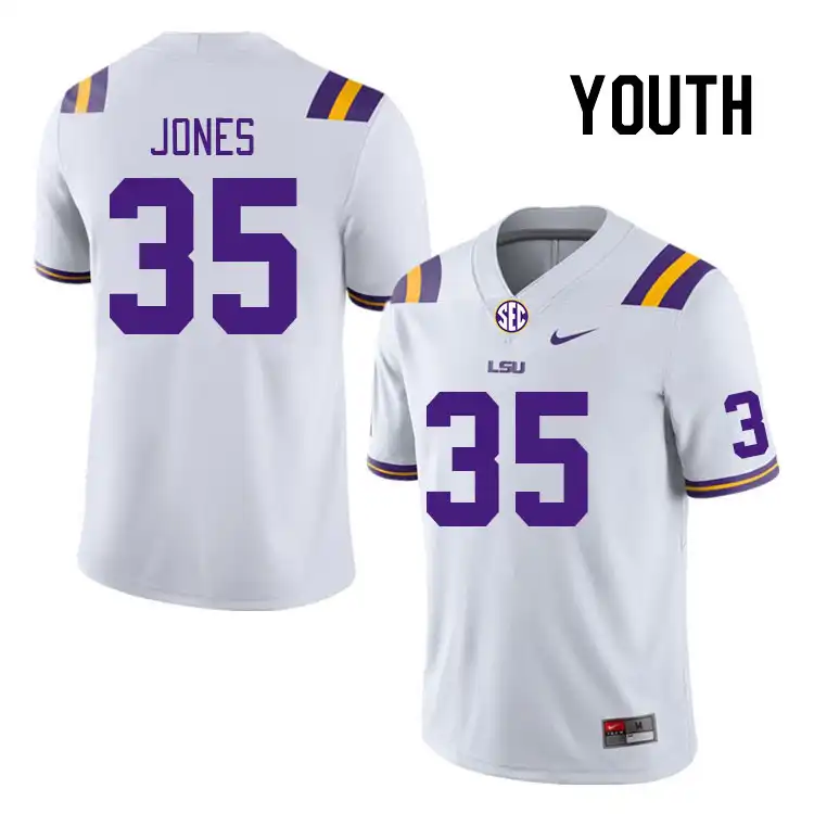 Youth LSU Tigers Sai'vion Jones #35 White NCAA Football Jersey